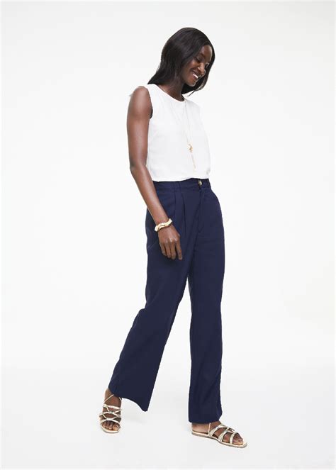 Wide Leg Linen Blend Pants Za