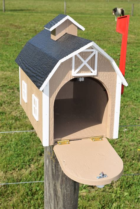 Barn Mailbox Amish Mailbox Amish Handmade Tan And Black Etsy