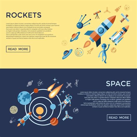 Premium Vector Space And Rockets Astronomy Icon Set