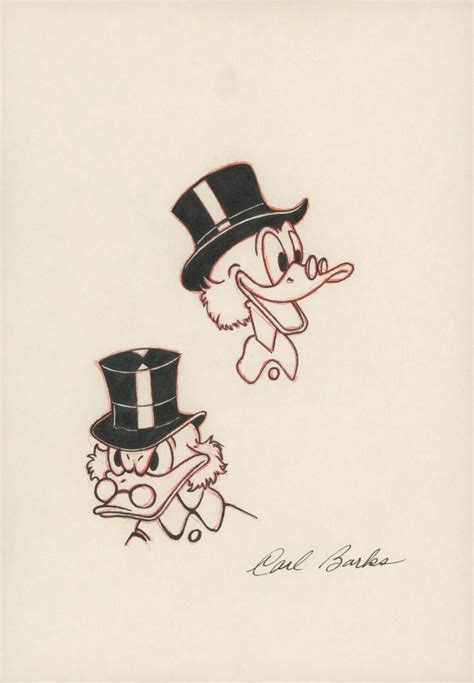 Carl Barks Hand Drawn And Signed Scrooge Mcduck Sketch