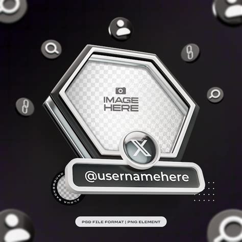 Free Psd Hexagon Social Media Profile 3d Frame For Twitter Isolated