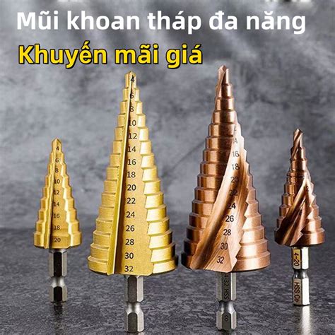 Bộ mũi khoan sắt siêu cứng mũi khoan hình nón thép lỗ tròn đường kính 4