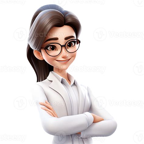 Ai Generated 3d Cute Cartoon Woman Character In White Suit 34599482 Png