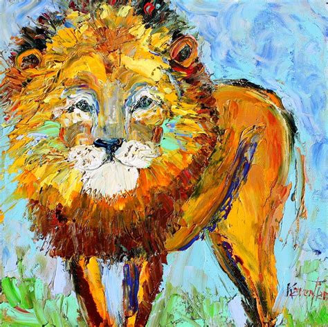 Abstract Lion painting Original Oil impasto palette knife