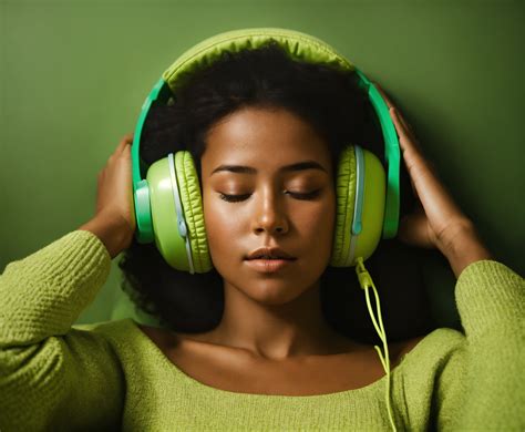 Lexica Photo d une jeune femme couché sur le dos écoutant la musique