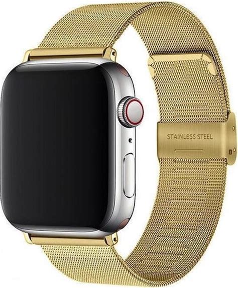 By Qubix Milanese Loop Bandje Goud Geschikt Voor Apple Watch 38mm