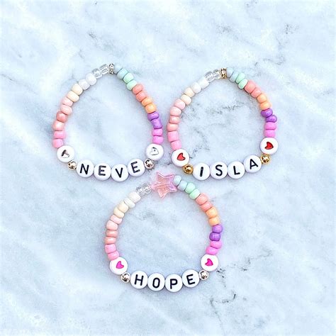 Pastels Pour Enfants Bracelet De Nom Perl Personnalis Etsy France