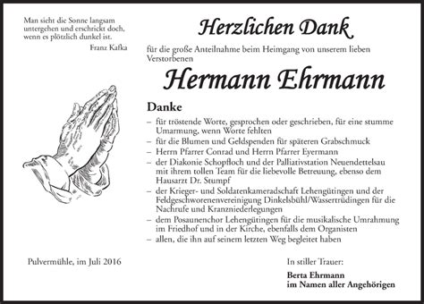 Traueranzeigen Von Hermann Ehrmann Trauer Flz De