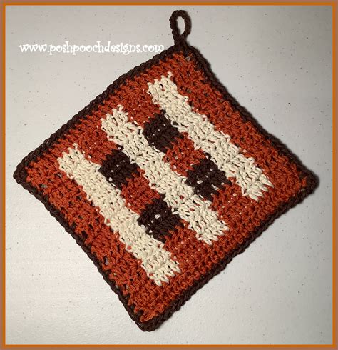 Posh Pooch Designs Fall Color Block Hot Pad Pot Holder Crochet Pattern Posh Pooch Designs