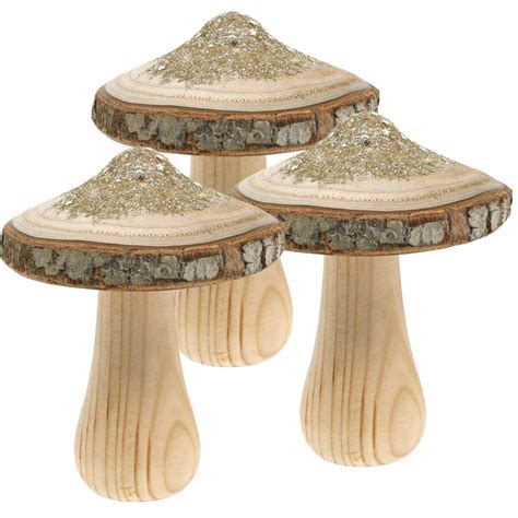 Floristik Nl Houten Paddestoel Schors En Glitter Deco Paddestoelen