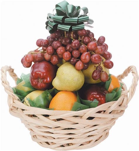 Assorted Fruit Basket with Multi-Colored Ribbon - Prepared Food Photos ...