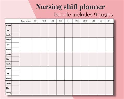 Nursing Shift Planner Bundle Etsy