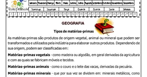 Atividades Sobre Materia Prima E Produtos Industrializados 3 Ano