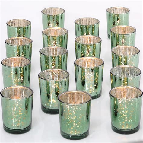 Darjen 24pcs Green Votive Candle Holders Tea Lights Candles Holders For Wedding