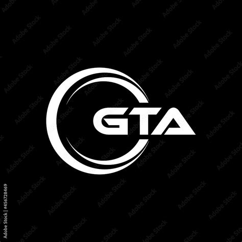 GTA letter logo design with black background in illustrator, vector logo modern alphabet font ...