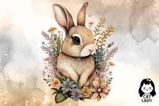 Floral Rabbit Watercolor Clipart Bundle Graphic By Cat Lady Creative