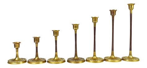 Vintage Mid 20th Century Solid Brass Candlestick Candle Holders Set Of 7 Chairish