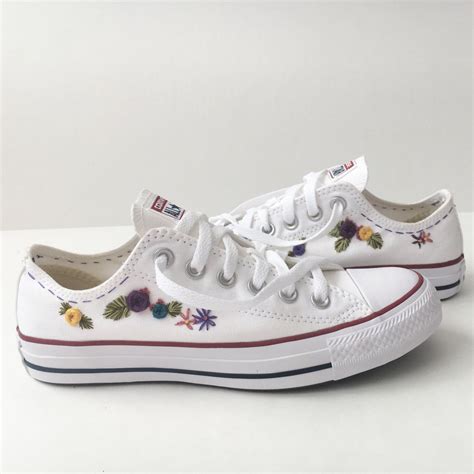 Hand Embroidered Canvas Shoes Floral You Provide Shoes Etsy