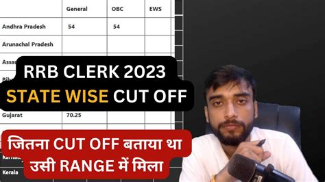 RRB CLERK 2023 STATE WISE CUT OFF RRB CLERK PRE 2023 CUT OFF RRB