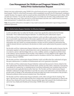 Fillable Online CPW Initial Prior Authorization Request Form Initial