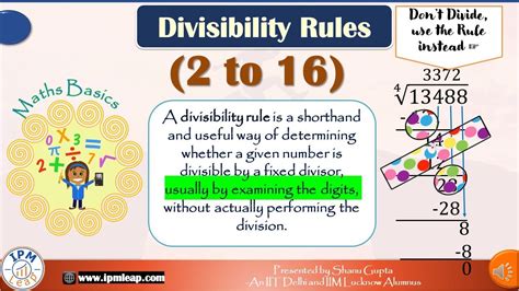 Divisibility Rules 2 To 16 Maths Basics Tutorial Youtube