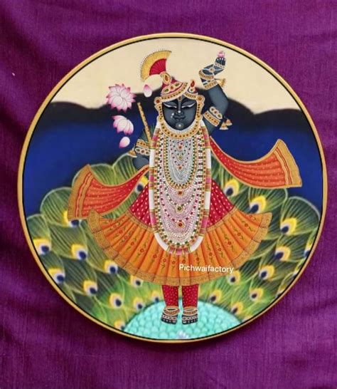 Buy Shrinathji Pichwai Painting On Wood Plate Hand Painted Decorative