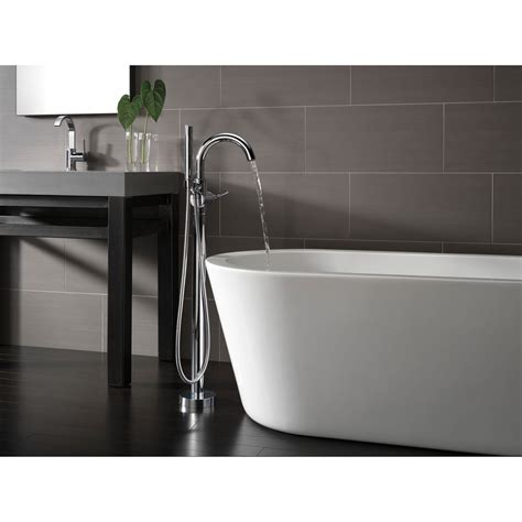 Delta Trinsic Chrome Floor Mount Freestanding Tub Filler Faucet Trim 6 ...