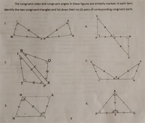 Solved The Congruent Sides And Congruent Angles In These Figures Are