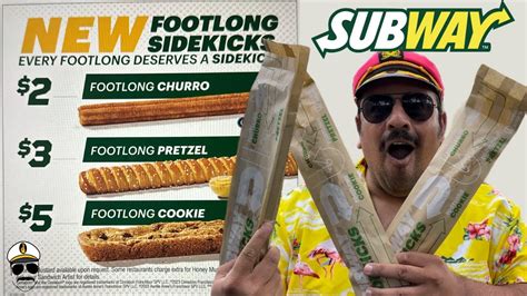 Subway Footlong Churro Pretzel And Cookie Sidekicks Review Youtube