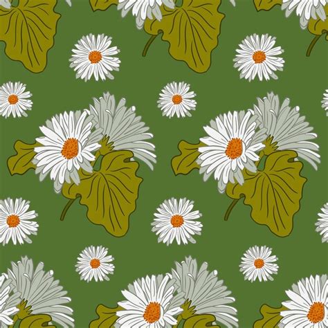 Premium Vector Fresh Botany Seamless Pattern With Daisies White