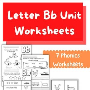 Letter Bb Worksheets Alphabet Phonics Unit Literacy Kindergarten 1st ...