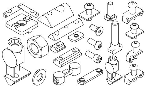 Nut And Bolt Vector Illustration Set 21359359 Vector Art At Vecteezy