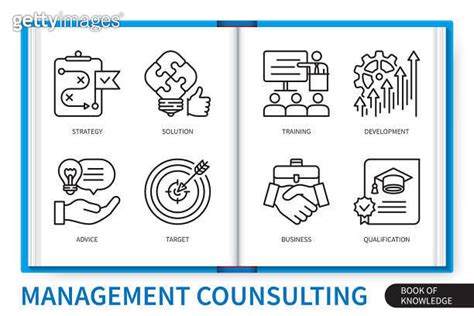 Management Consulting Infographics Linear Icons Collection