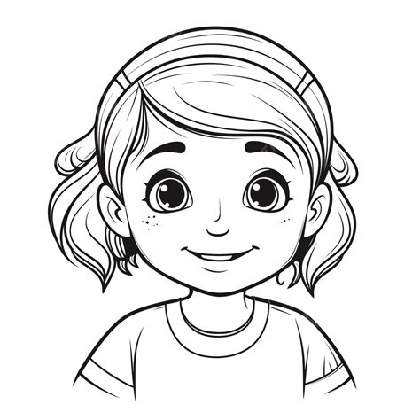 Cartoon Girl Drawing Outline Sketch Vector Profile Picture Drawing Profile Picture Outline