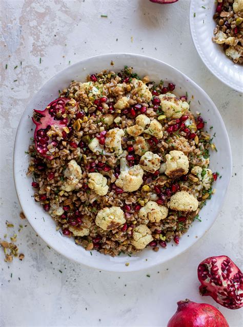 This Cauliflower Farro Salad Is Filled With Roasted Cauliflower Pistachios Pomegranates And