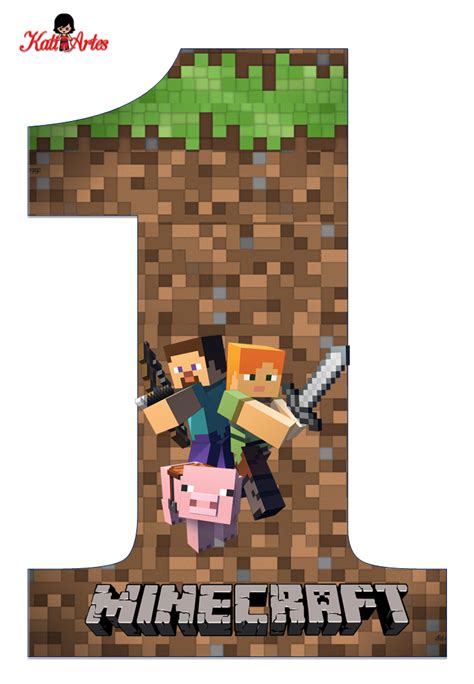 Letra e Números Minecraft Minecraft birthday Minecraft party