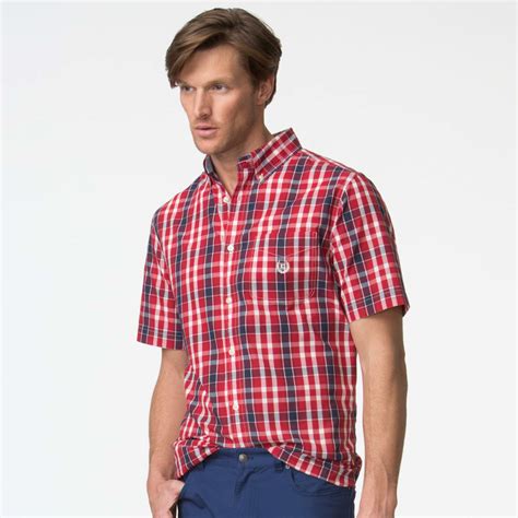 Chaps Mens Short Sleeve Woven Plaid Poplin Shirt Bobs Stores