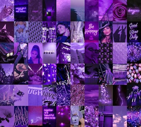 Boujee Purple Aesthetic Wall Collage Kit Neon Lila Wand | Etsy