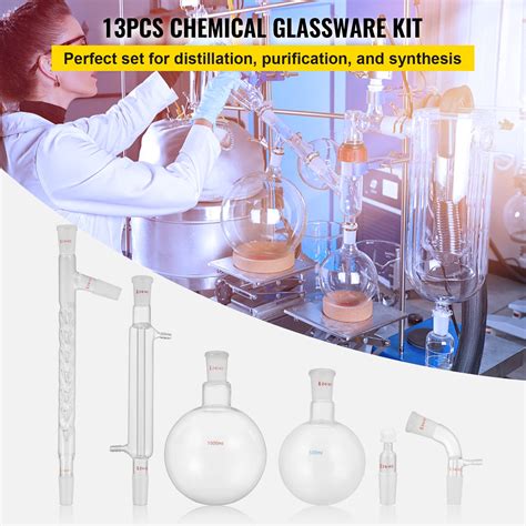 VEVOR Glass Organic Chemistry Kit 13pcs Distillation Kit 24 40 Joints