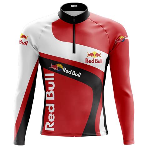 Camisa Ciclismo Manga Longa Masculina Red Bull Rua Red Bolsos Uv