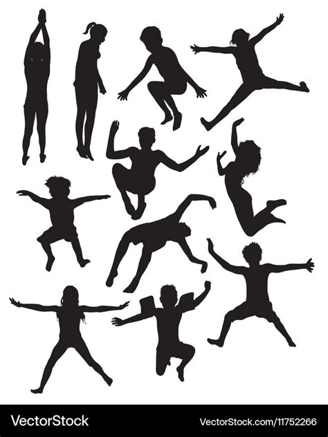 Kids Playing In The Pool Silhouettes Royalty Free Vector