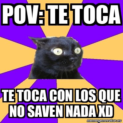 Meme Anxiety Cat Pov Te Toca Te Toca Con Los Que No Saven Nada XD