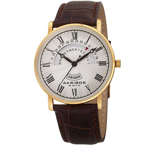 Amazon Akribos Xxiv Men S Ak Yg Round Silver Dial Three Hand