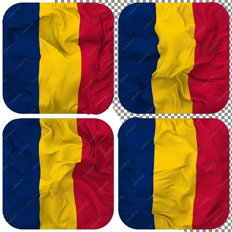 Premium Psd Chad Flag Squire Shape Isolated Different Waving Style Bump Texture 3d Rendering