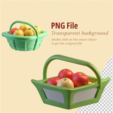 Pommes Dans Un Panier Isolé Sur Fond Transparent 3d PSD Premium