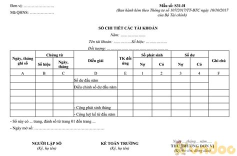 Mẫu S31 H Sổ chi tiết các tài khoản