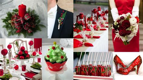 Christmas Inspired Red And Green Theme Wedding Wedding Invitations
