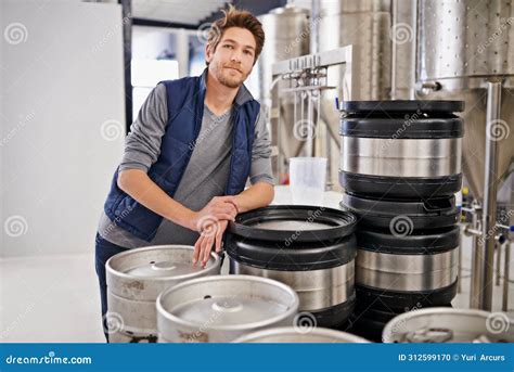 Brewery Man And Portrait With Container In Factory With Confidence