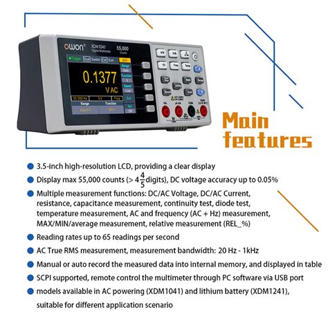 Owon Xdm1041 Usb Digital Multimeter 55000 Counts High Accuracy Universal Desktop Multimeters