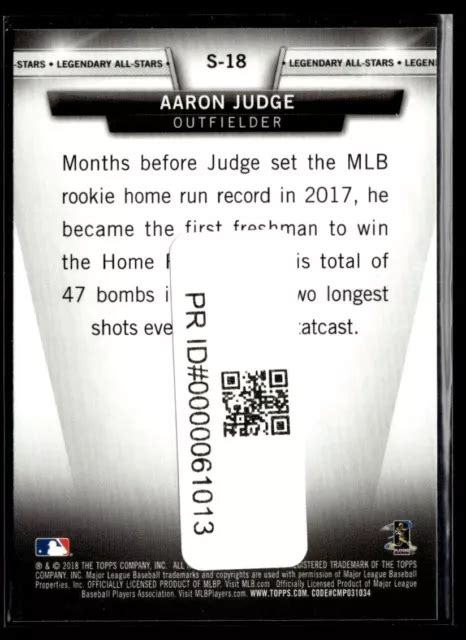 2018 TOPPS UPDATE Salute Aaron Judge Yankees De New York S 18 EUR 1 87